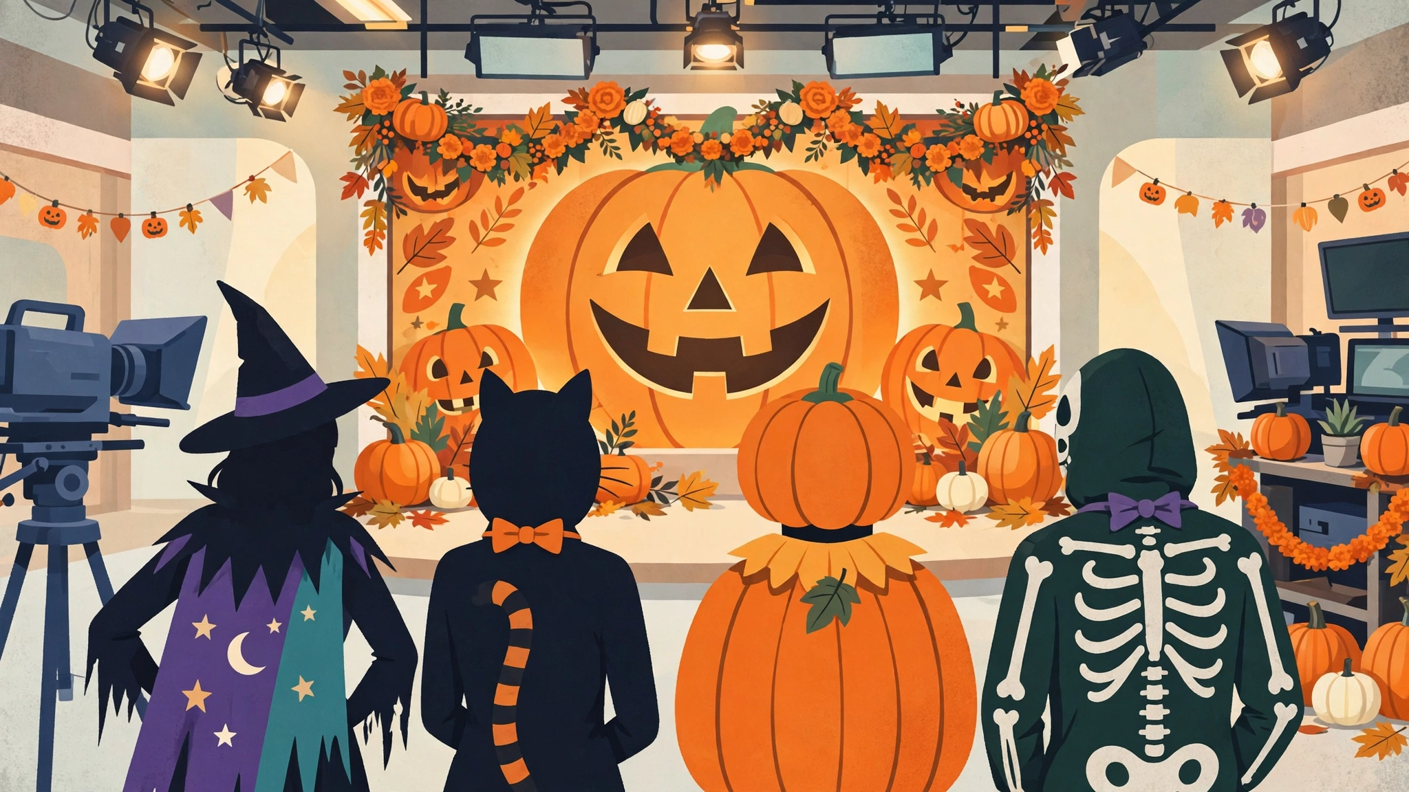 Original graphic created for this story, not a photograph of the broadcast. Original illustration of a festive morning